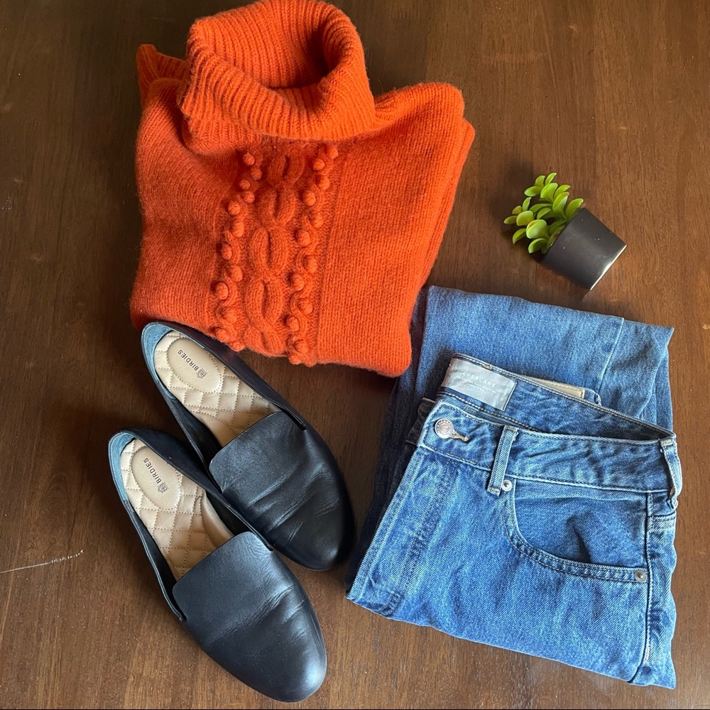 Mercer & Madison Orange Turtle Neck Lambs Wool Sweater Size XL